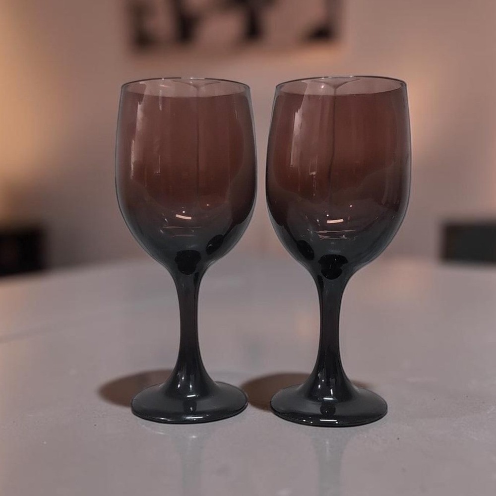Libbey Premiere Amethyst Wine‎ Glasses, Set of 2, Vintage Purple 10oz Stemware